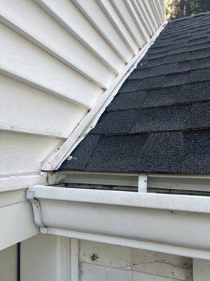 Siding to roof transition. Flashing done incorrectly.