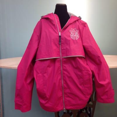 Monogrammed rain jackets