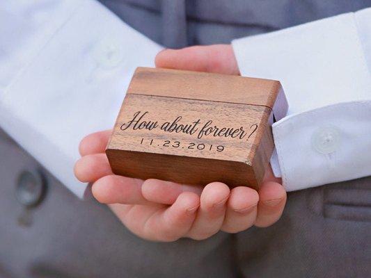 Personalized Walnut Lo-Profile Engagement Ring Box