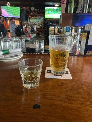 Beer and a shot (half drank lol)