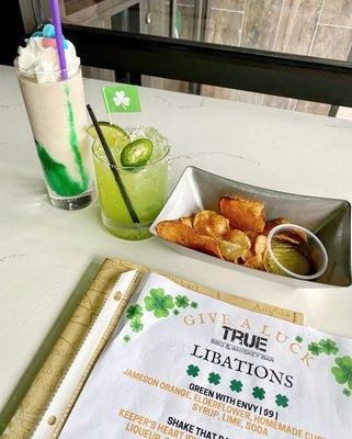 Magically Delicious & Leprechaun in the Hood cocktails (Give a Luck Bar Crawl specials)