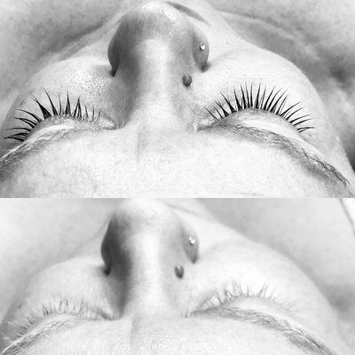 Before and after lash lift and tint for these very blonde lashes