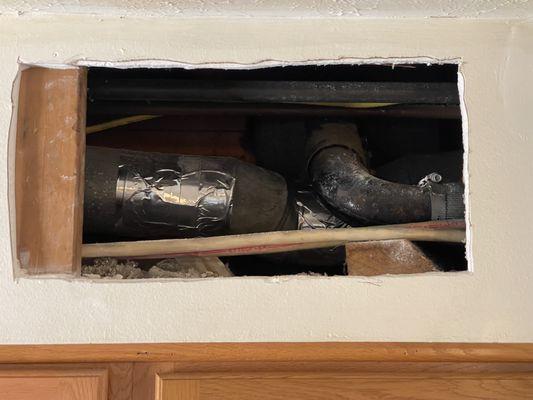 Dryer vent, broken pipe