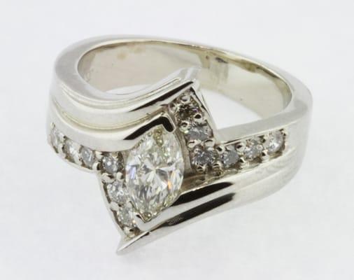 A beautiful marquis diamond ring custom-designed to a client's specifications and taste.