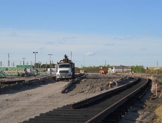 Railroad construction in Nebraska.