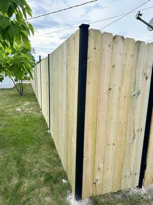 Treated wood fence