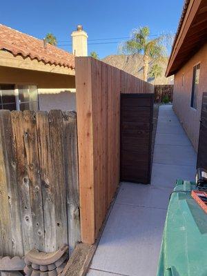 Red wood fence