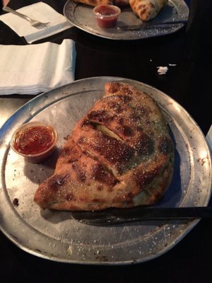 Steak stromboli.  The outside was clearly done, but the dough inside was a little chewy and the contents were just warm, not hot.