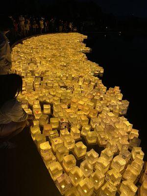 Lanterns floating on the water