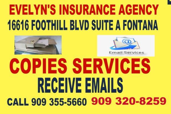 Fax services 
Copies services 
Email services