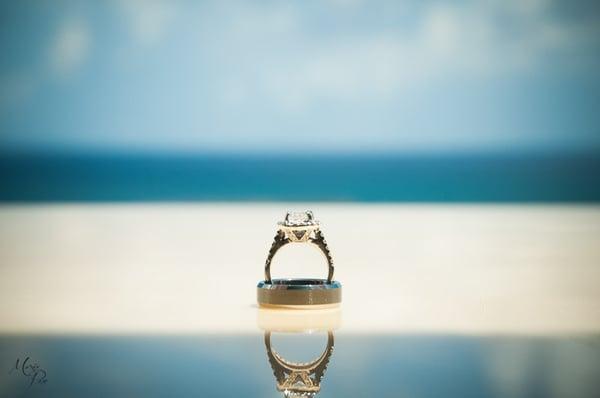 Detail shot of the wedding ring at a Bahama wedding.