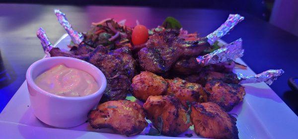 Chicken kabab AND lamb chops.