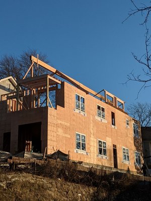 Framing of the house in greenish 3400 square feet