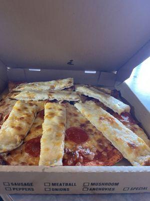 pizza and cheese sticks