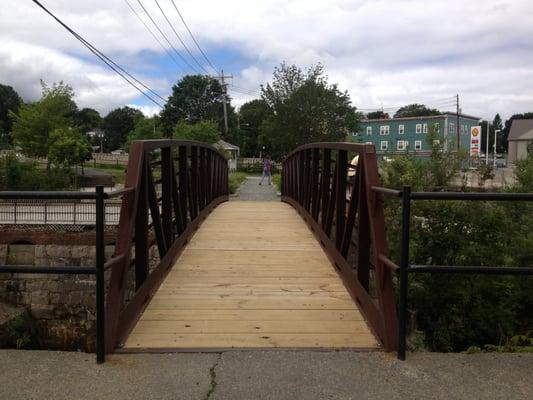 Bridge spanning the falls and river.