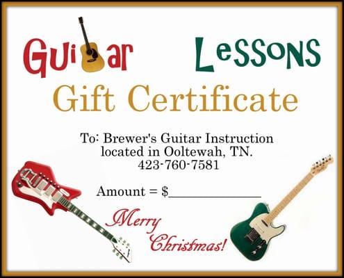 Give the gift of music! Lessons for all ages! Rock this Christmas by playing guitar!