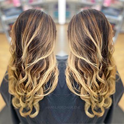 Blonde highlights balayage