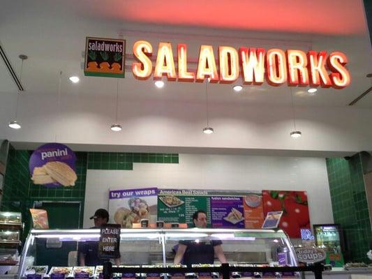 SALAD WORKS Is located in the WILLOWBROOK Mall far right as you enter from the street or to the left of the Escalator.n