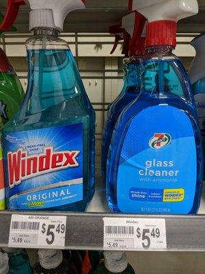 Regular name brand Windex? $5.49 ............. 7-11's Generic brand window cleaner? $5.49