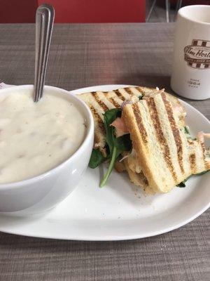 Tuscan chicken panini and potato soup