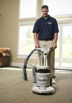 Technician cleaning with our rotary cleaning equipment.