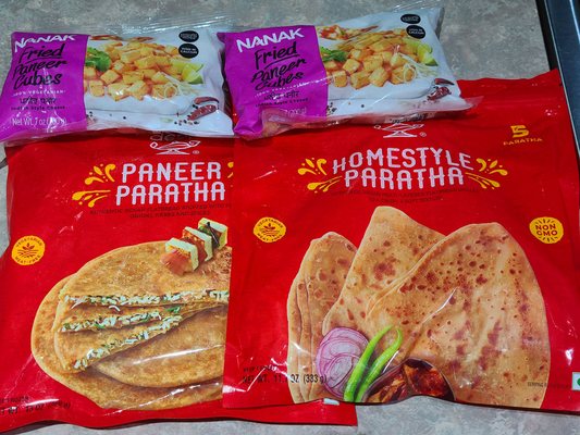 Frozen parathas and paneer cubes