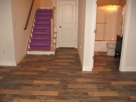 Porcelain wood look planks.