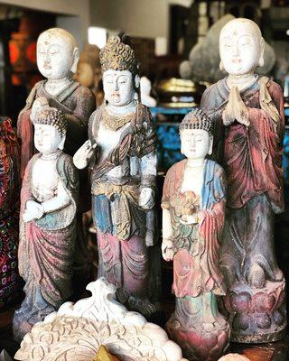 Beautiful vintage wooden Buddha collection.