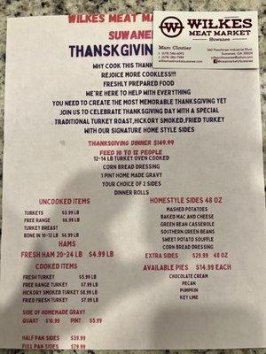 Order your Thanksgiving Dinner