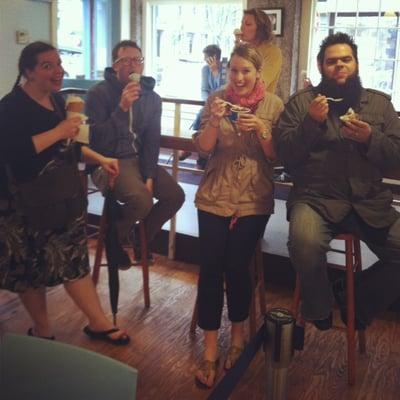 The Page One crew taking an ice cream break at Beal's.