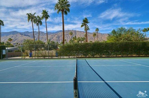 Recently painted the tennis court.