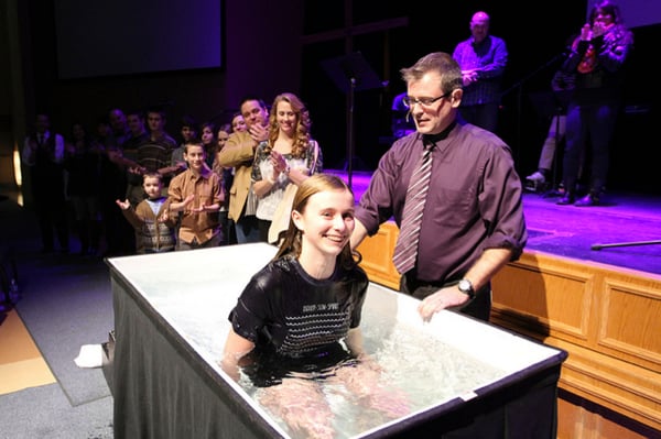 Baptism by high school pastor Brent Squires