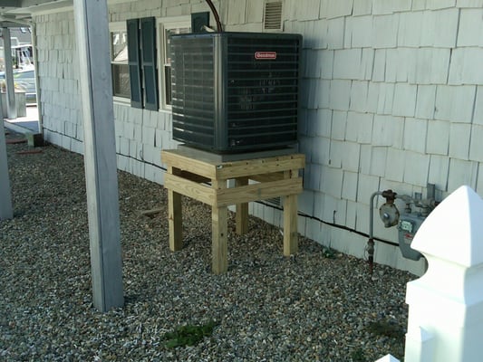 HVAC unit set up for a Jersey Shore home.