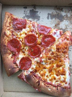 A slice of cheese and a slice of pepperoni. Soooo good!!