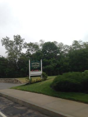 Town Of Canton -- Welcome To Canton Sign on Washington Street past Village Shoppes