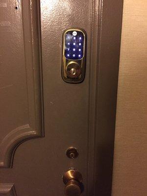 A new Yale touch screen keypad deadbolt lock install on a office door - by locksmith squad