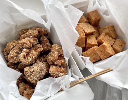 Popcorn chicken & fried tofu