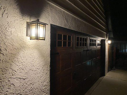 Client photos: New exterior light installation on each side of garage.