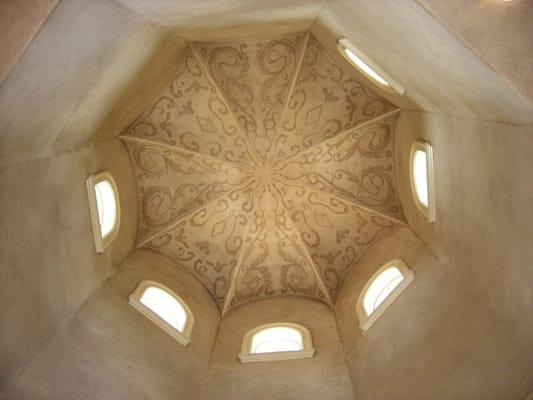 Fresco Tower Ceiling featuring plaster with hand-painted ornamentation.