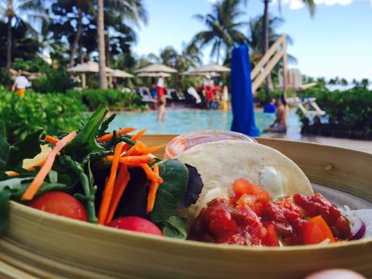 Fresh Island Fish Tacos from the pool bar!