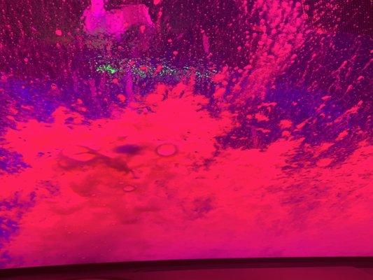 Neon lights during the wash