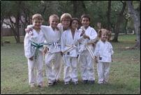 The kids class posing for the camera.