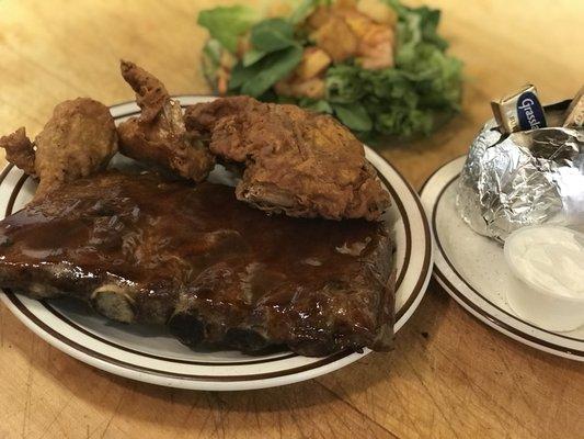 BBQ Pork Ribs and Fried Chicken Dinner Combo