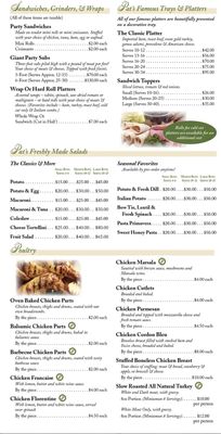 Catering menu