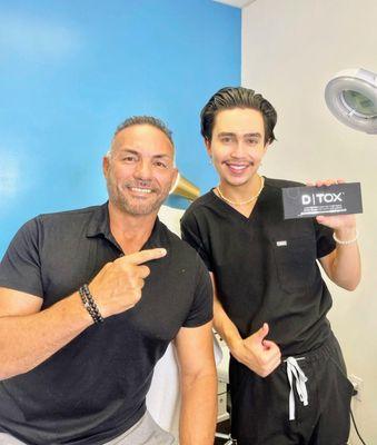 Dallas Cowboy Tony Casillas with our Aesthetician Jordan Graham