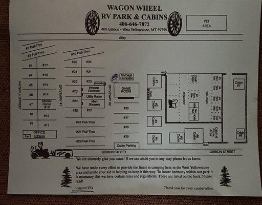 Map of campground. 1 city block