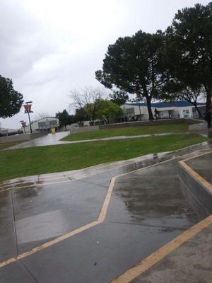 View from the stage on a rainy day.