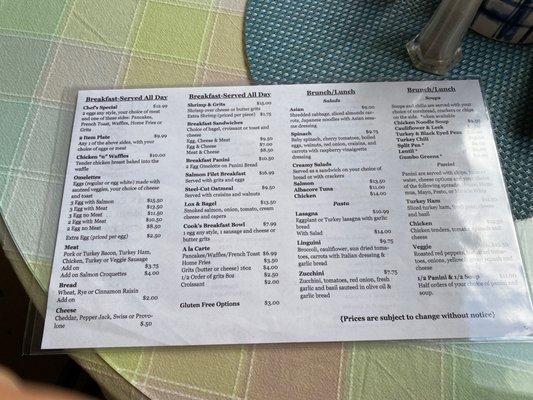 menu