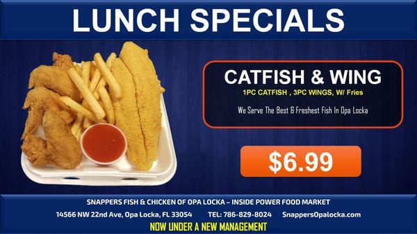 catfish and wings lunch special