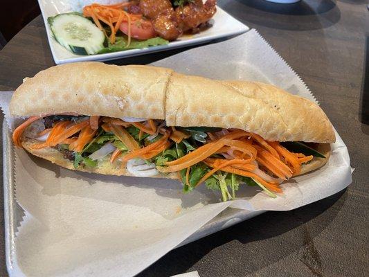 Banh mi grilled pork ($8) -- okay, bread is a bit dry but would probably hold well to eat for later, lots of veggies :)